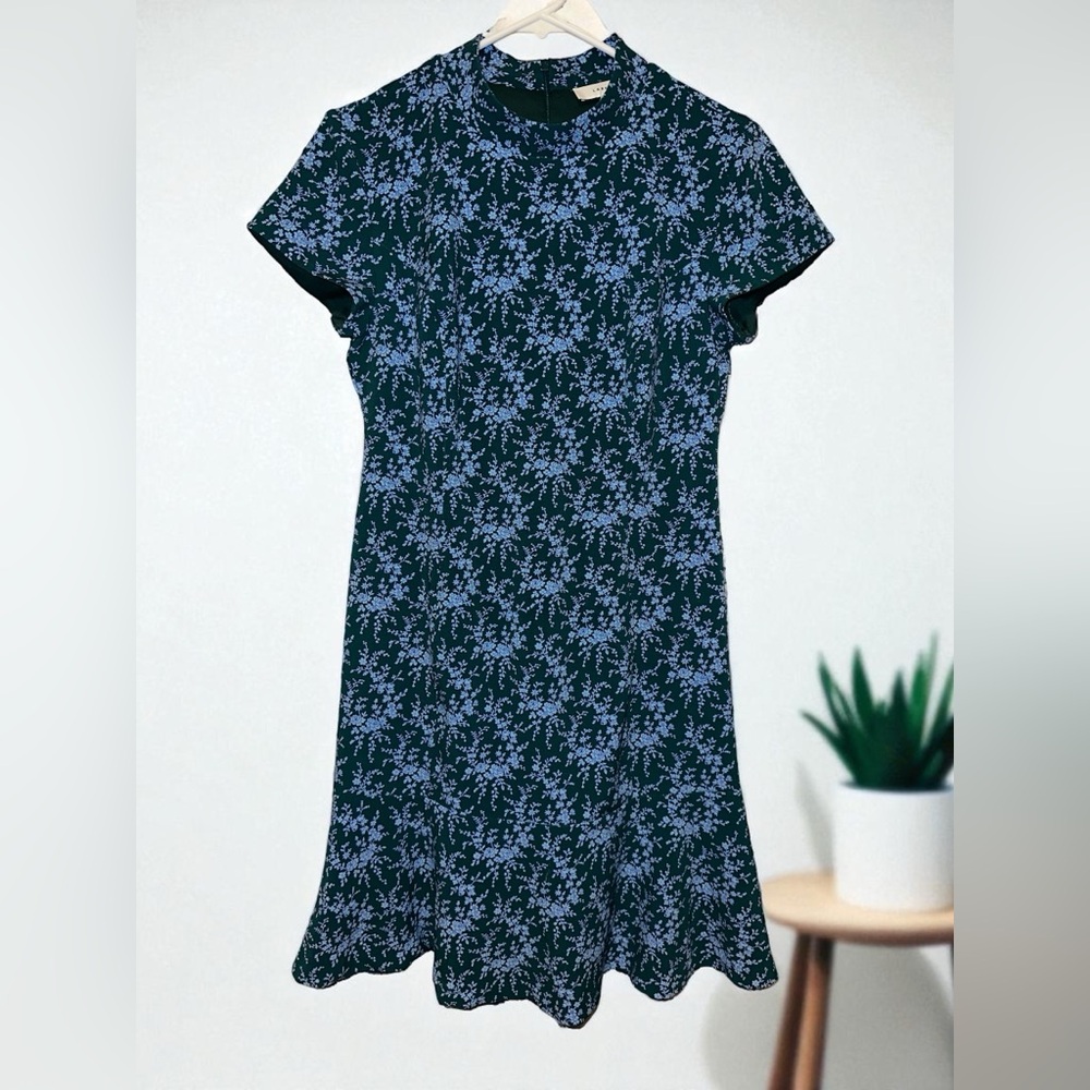 Lark & Ro Vintage Inspired‎ Green and Blue Floral Dress size 10